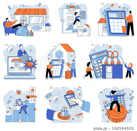 Tax information. Vector illustration. Profits earned by businesses are subject to taxation based on applicable tax rates The income earned from various sources needs to be reported for tax purposes Tax information. Vector illustration. Profits earned by businesses are subject to taxation based on applicable tax rates The income earned from various sources needs to be reported for tax purposes 108584028