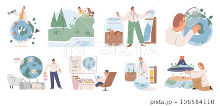 Nature science. Vector illustration. Information derived from environmental studies informs our understanding complex ecosystems The nature science metaphor provides lens Nature science. Vector illustration. Information derived from environmental studies informs our understanding complex ecosystems The nature science metaphor provides lens 108584110