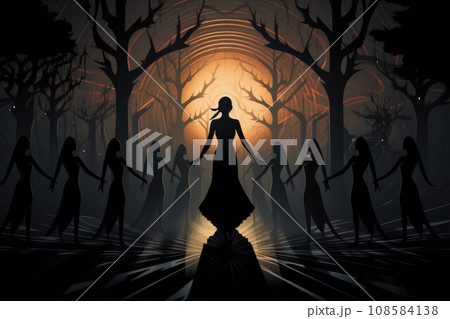 Enigmatic shadow dancers, weaving illusions and manipulating darkness with grace - Generative AI 108584138