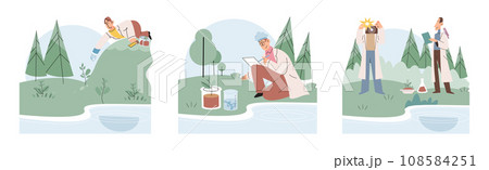 Nature science. Vector illustration. Environmental preservation requires scientific expertise and deep understanding nature Scientific experiments are conducted to investigate natural phenomena Nature science. Vector illustration. Environmental preservation requires scientific expertise and deep understanding nature Scientific experiments are conducted to investigate natural phenomena 108584251