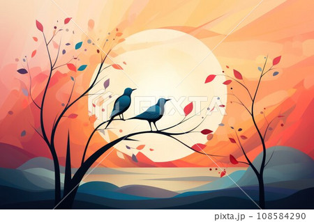 Enchanted songbirds, their melodies capable of healing and soothing troubled hearts - Generative AI 108584290