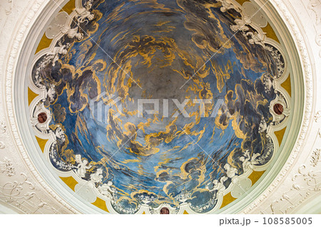Interior of Castle Belvedere near Weimar Thuringia Germany is a elegant summer residence dating from 18th century. 108585005