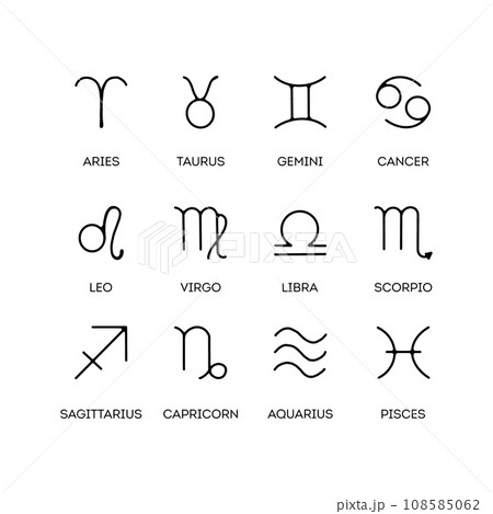 Zodiac signs. Set of zodiac signs icons. 108585062