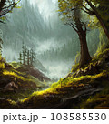 Nature and landscape. illustration trees, forests, mountains, plants. Image for background, card or cover. Illustration. Natural landscape with spruce trees. Modern minimal abstract background 108585530