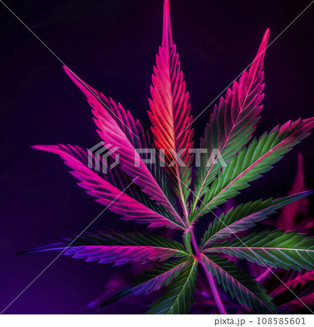 A cannabis leaf on a bright background. Minimalism. A cannabis leaf on a bright background. Minimalism. 108585601