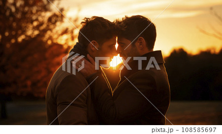 Lovely gay couple on sunset 108585697