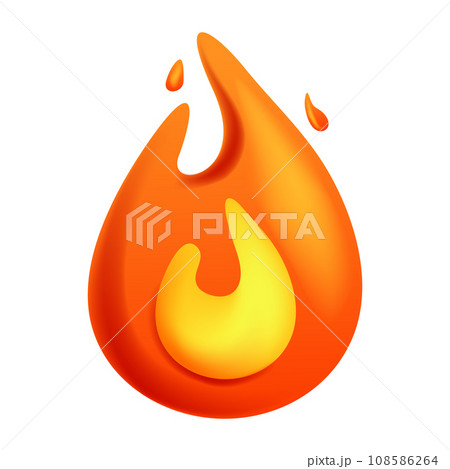 Fire flame 3d vector. Cartoon 3d isolated vector illustration Fire flame 3d vector. Cartoon 3d isolated vector illustration 108586264