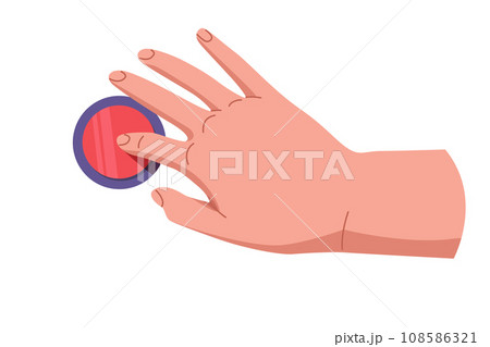 Hand pushing and pressing button. Finger pressing button. Turn on and off. Launch, start, control concept. Vector illustration EPS10 Hand pushing and pressing button. Finger pressing button. Turn on and off. Launch, start, control concept. Vector illustration EPS10 108586321