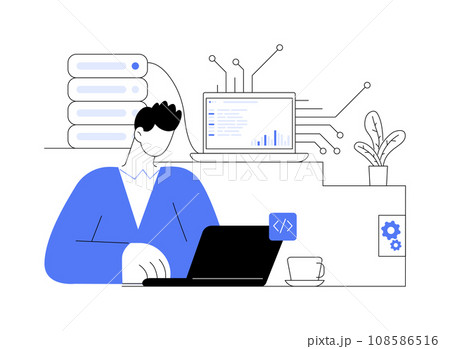 Blockchain engineer abstract concept vector illustration. Blockchain engineer abstract concept vector illustration. 108586516