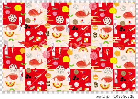 New Year's pattern checkered pattern background material red 108586529