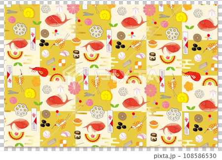 New Year's pattern checkered pattern background material orange golden color 108586530