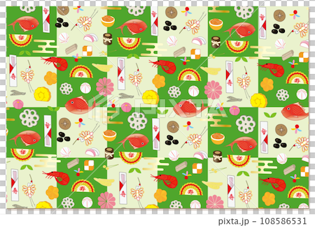 新年圖案格子圖案背景素材綠色 108586531