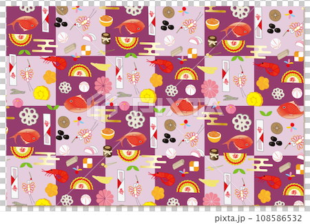 新年圖案格子圖案背景素材紫色 108586532