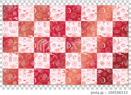 新年圖案格子圖案背景素材紅色 108586533