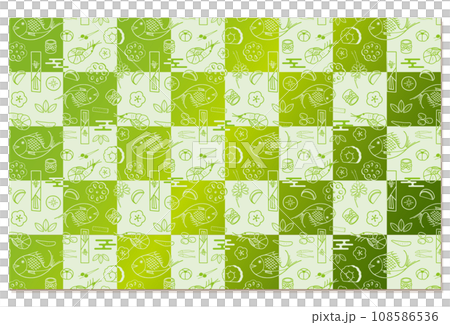 新年圖案格子圖案背景素材綠色 新年圖案格子圖案背景素材綠色 108586536