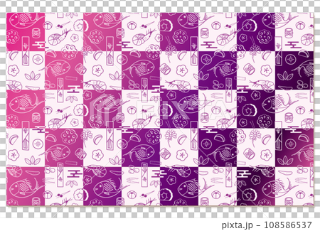 新年圖案格子圖案背景素材紫色 108586537