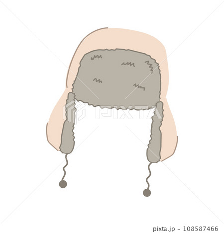 Cute cartoon style winter trapper hat. Doodle knitted cap. 108587466