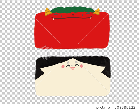 Oni and Fuku square frame illustration set 108589122