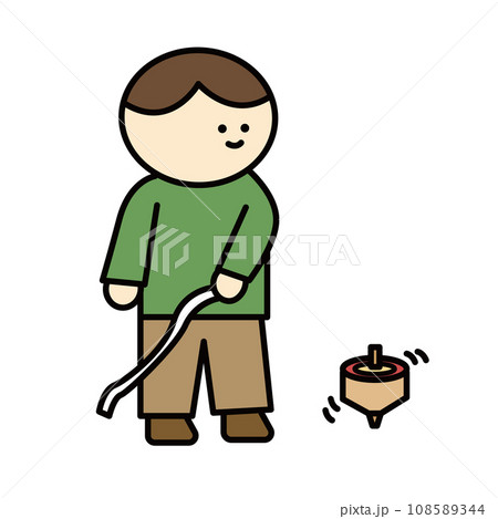 お正月　新年　男の子　かるた　元旦　日本の文化　イラスト 108589344