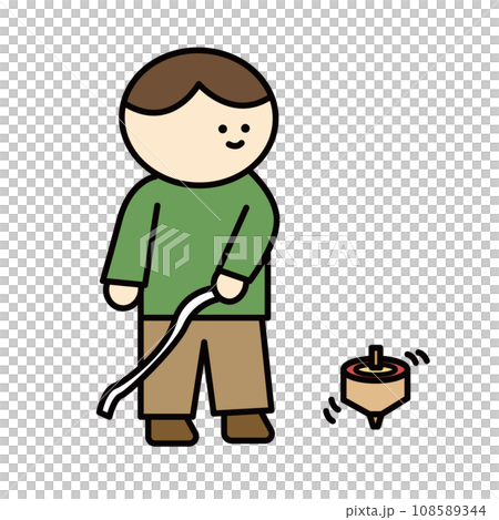 お正月　新年　男の子　かるた　元旦　日本の文化　イラスト 108589344