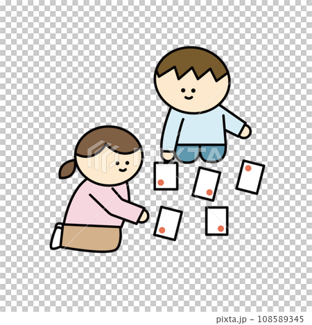 お正月　新年　子ども　かるた　元旦　日本の文化　イラスト 108589345