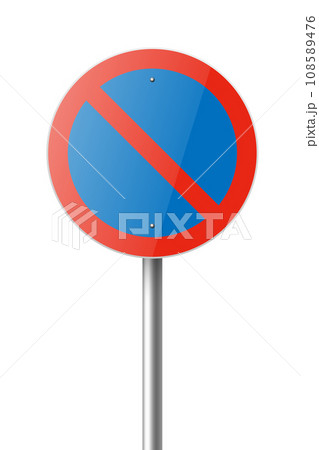 Vector Red and White Round Prohibition No Parking Sign Icon. Stop Traffic Sign Frame Closeup Isolated on a White Background. Traffic Road Plate, Sign Design Template, Front View 108589476