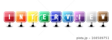 Interview sign colorful on white background....のイラスト素材 [108589751] - PIXTA