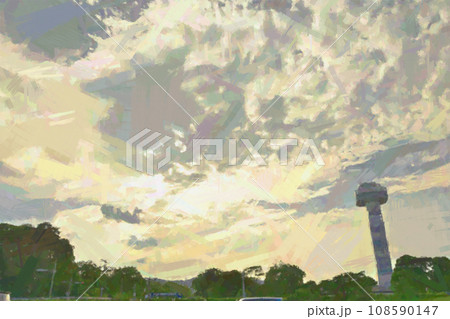 夕暮れの木曽三川公園 108590147