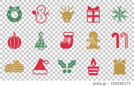 クリスマスをテーマにしたオーナメントアイコンセット クリスマスをテーマにしたオーナメントアイコンセット 108590175