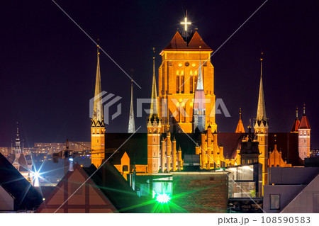 St Mary Church at night in Gdansk, Poland St Mary Church at night in Gdansk, Poland 108590583
