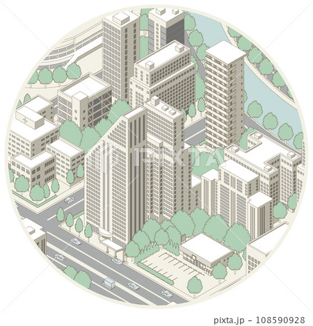 街並みの立体図. 都市の景観.  108590928
