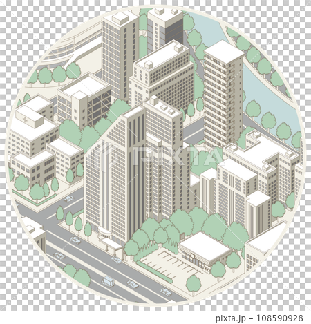 街並みの立体図. 都市の景観.  108590928