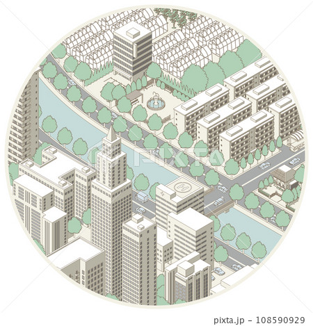 街並みの立体図. 都市の景観.  108590929