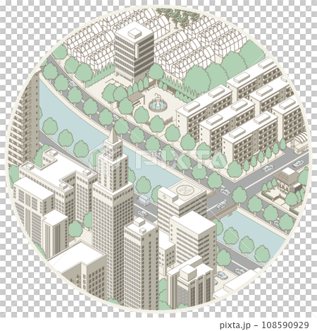 街並みの立体図. 都市の景観.  108590929