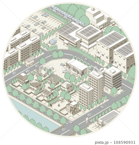 街並みの立体図. 都市の景観.  108590931