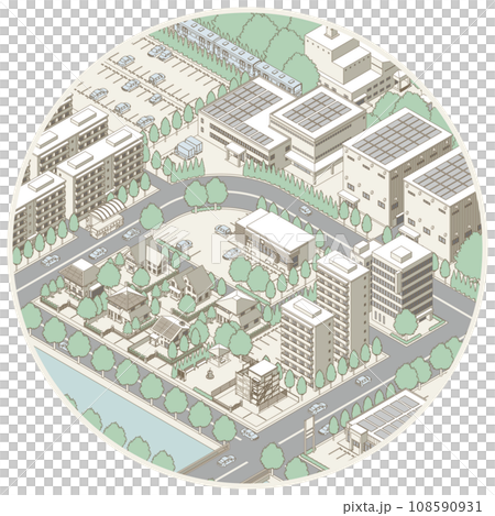 街並みの立体図. 都市の景観.  108590931