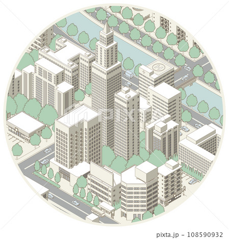 街並みの立体図. 都市の景観.  108590932