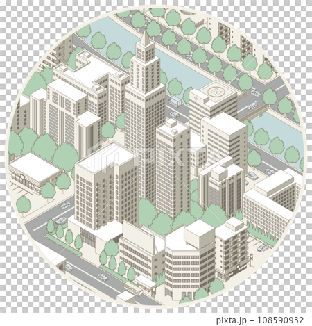Three-dimensional view of the townscape. Cityscape. 108590932
