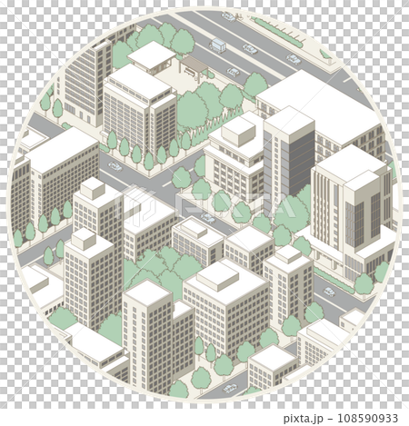 街並みの立体図. 都市の景観.  108590933
