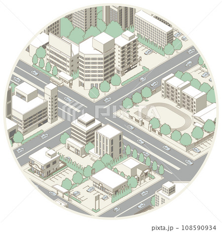 街並みの立体図. 都市の景観.  108590934