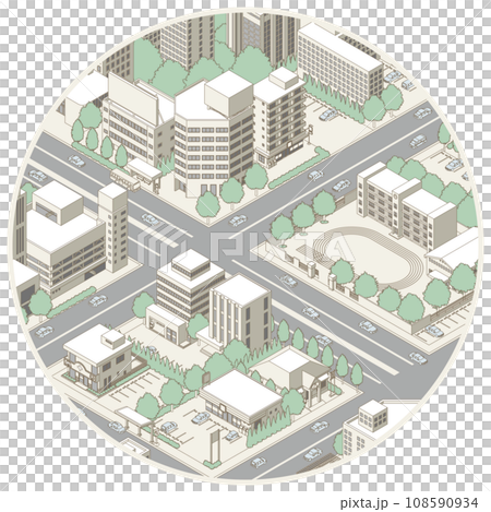 街並みの立体図. 都市の景観.  108590934