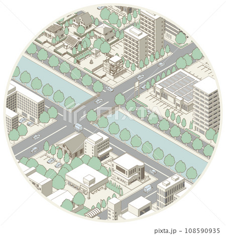 街並みの立体図. 都市の景観.  108590935