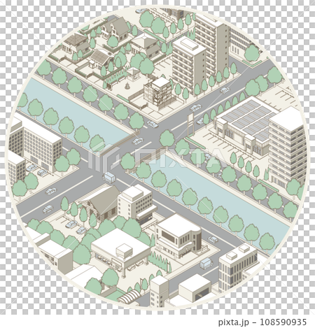 街並みの立体図. 都市の景観.  108590935