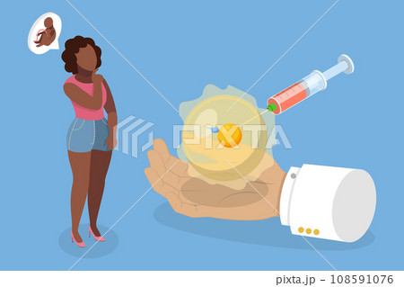 3D Isometric Flat Vector Illustration of In Vitro Fertilization or LVF 108591076