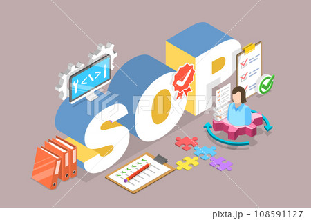3D Isometric Flat Vector Illustration of SOP 3D Isometric Flat Vector Illustration of SOP 108591127