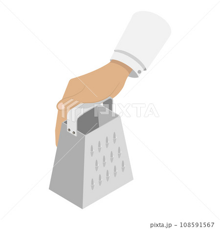 3D Isometric Flat Vector Set of Hands Holding Kitchen Utensils. Item 6 3D Isometric Flat Vector Set of Hands Holding Kitchen Utensils. Item 6 108591567