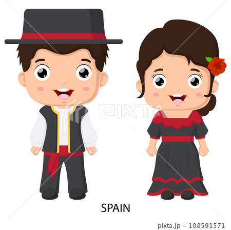 Cute Spanish boy and girl in national clothes Cute Spanish boy and girl in national clothes 108591571