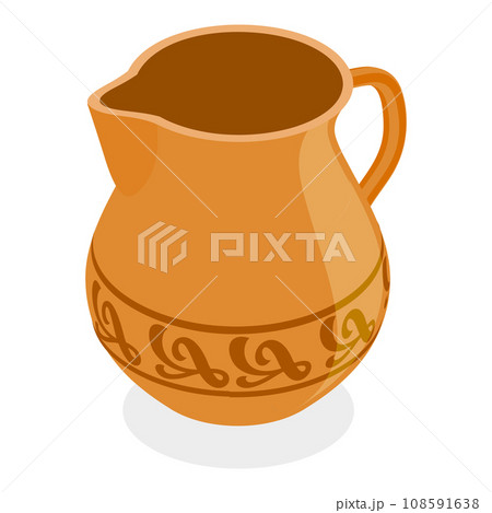 3D Isometric Flat Vector Set of Vintage Ceramic Items. Item 3 3D Isometric Flat Vector Set of Vintage Ceramic Items. Item 3 108591638