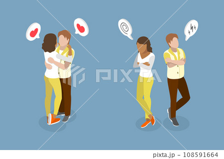 3D Isometric Flat Vector Set of Man and Woman Couple 3D Isometric Flat Vector Set of Man and Woman Couple 108591664