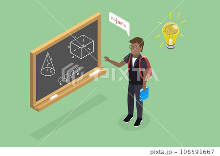3D Isometric Flat Vector Illustration of Intelligent Schoolboy 108591667